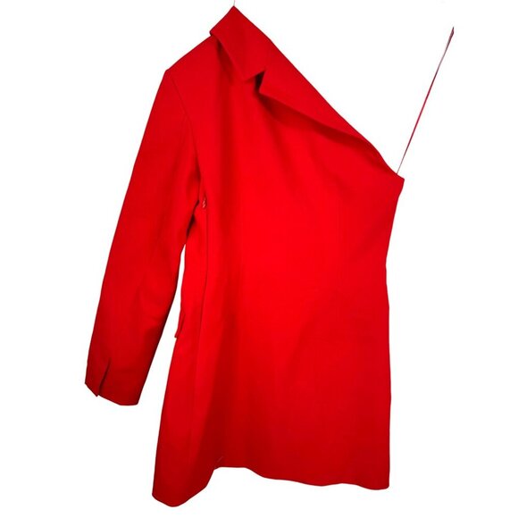 Zara Asymmetric one shoulder Red Blazer Dress blogg fav Size M - Picture 4 of 9